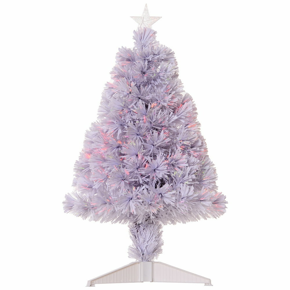 32” PreLit White Fiber Optic Artificial Tabletop Christmas Tree with