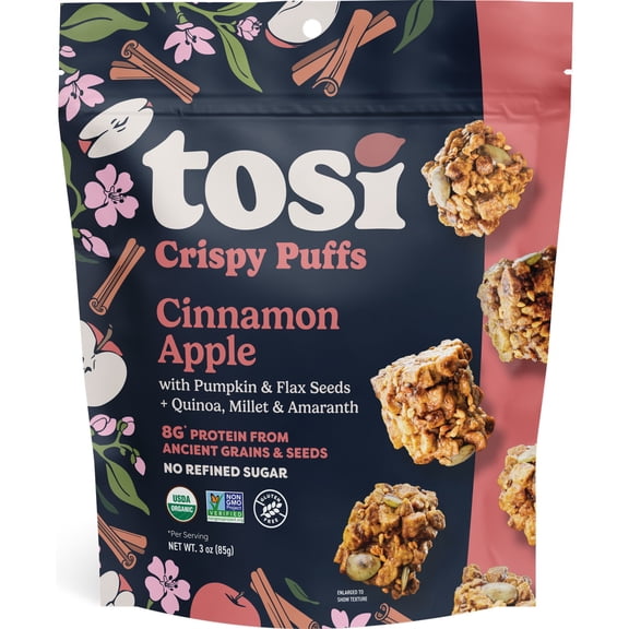 Tosi Nut Free Puffs, Cinnamon Apple, Organic - 3 oz