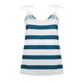 thumbnail image 4 of MesaSe Robe d'Été pour Femme à Col en V, Robe Évasée Sans Manches à Bretelles Spaghetti, Robe à Taille à Cordon, Robe à Rayures Bleu Foncé L, 4 of 6
