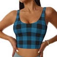 thumbnail image 2 of Lsque Blue Black Plaid Printed Women'S Sports Bra, Compression, Moisture Wicking, High-Impact Sports Bra For Women,Supportive sports bra-X-Large, 2 of 9