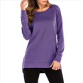 thumbnail image 1 of Sudadera de Mujer de Color Liso con Cuello Redondo, Larga y Abertura Frontal Corta y Trasera Larga Púrpura XXL, 1 of 9