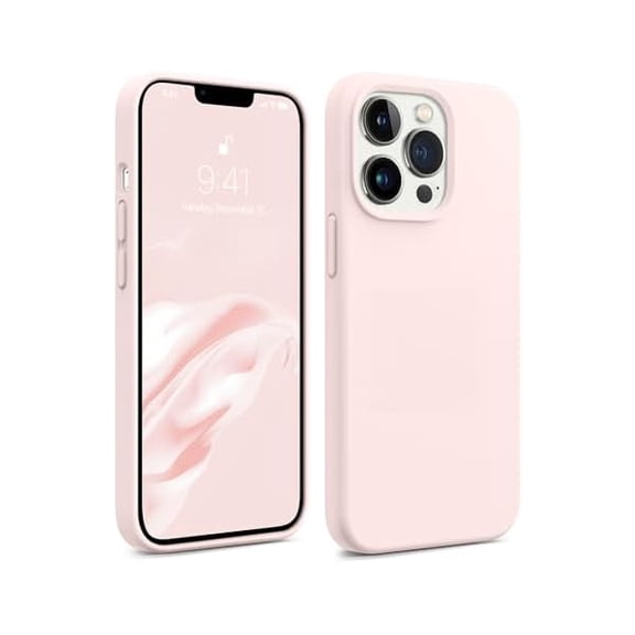 Magnetic for iPhone 13 Pro Phone Case, [Compatible with MagSafe][Military Shockproof Protection] Silicone Case with Soft Microfiber Lining, Camera & Screen Protection 6.1 inch, Chalk Pink
