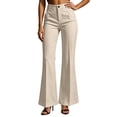 thumbnail image 7 of Lenpel Flare Dress Pants for Women Business Casual Stretch Work Trousers with Pockets Trendy Button Bell Bottoms for Office, 7 of 7