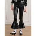 thumbnail image 4 of Manyakai Kids Girls Shiny Metallic High Waisted Flare Pants Bell Bottom Leggings Hip Hop Jazz Disco Black 6, 4 of 7