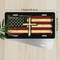 thumbnail image 2 of License Plate, Cross on American Flag Decorative Front,Personalized Stainless Steel License Plate Cover For Men Women,12.2" X 6.2", 2 of 6