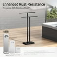 thumbnail image 4 of Standing Towel Rack Towel Rack Stand with Marble Base for Bathroom Floor SUS Stainless Steel Brushed Finish BTH, 4 of 9