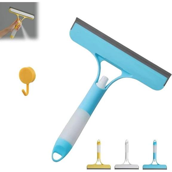 3 in 1 Window Cleaning Scraper, 3 in 1 Squeegee for Window Cleaning with Spray, All Purpose Window Cleaner Tool for Windows, Car Windshields, Bathrooms, Kitchens Glass Scraper (Blue)