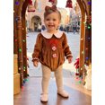 thumbnail image 5 of Cjfdfy Newborn Baby Girl Christmas Romper Gingerbread Man Velvet Long Sleeve Smocked Bubble Bodysuit And Headband Infant Cute My First Christmas Fall Winter Clothes 0-24M, 5 of 9