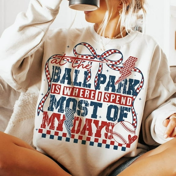 At The Ballpark Is Where I Spend Most of My Days Sweatshirt, Retro Baseball Mom Sweatshirt, Funny Game Day Shirt for Baseball Moms