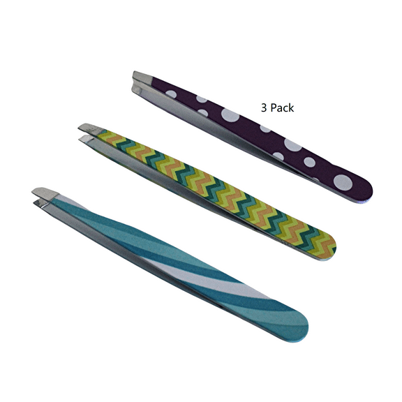 3 Pack Precision Eyebrow Tweezers Slant Tip Ergonomic Hair Removal Tool Set
