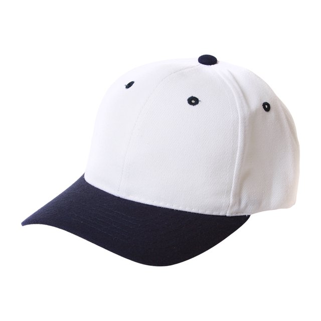 Curve Bill Adjustable Baseball Cap, White/Navy
