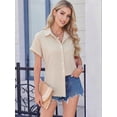 thumbnail image 2 of MOYIKO Short Sleeve Summer Tops for Women Casual Button Down Shirts Striped Business Work Blouses, 2 of 7