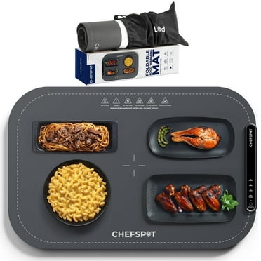 CHEFSPOT Foldable Food Warming Tray, Electric Buffet Warmer Mat with Carry Bag, Gray