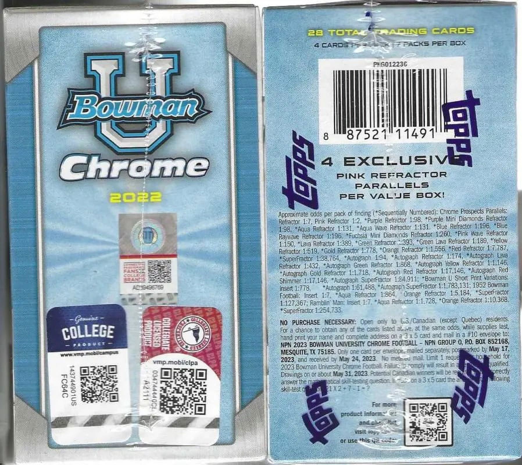 2022 Bowman Chrome University Football Value Box