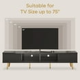 thumbnail image 3 of Bestier Meuble Télé Cannelé de 71 Pouces pour Téléviseurs jusqu'à 75 Pouces, Centre de Divertissement Moderne à Fini Très Lustré avec Armoire de Rangement, Noir, 3 of 6