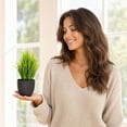 thumbnail image 5 of Linnome Artificial Green Plants Potted Fake Foliage Shrubs with Dark Pots Mini Faux Greenery for Desk Shelf Indoor Home Tabletop Decor, 5 of 7