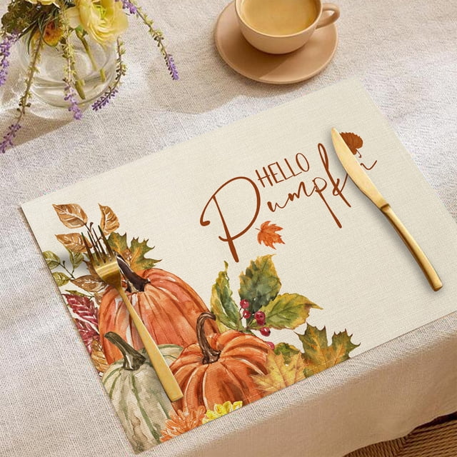 Manteles Individuales de Otoño, 2 Piezas, 30 X 45 Cm, con Motivos de Acción de Gracias, para Decoración de Fiestas y Catering.