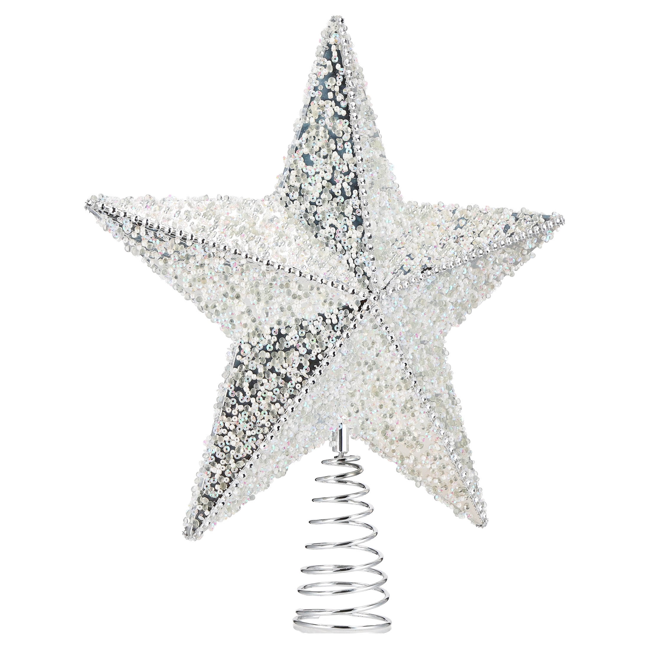 Icy Crystal Star Christmas Tree Topper, Silver and White, 12", by Holiday Time
