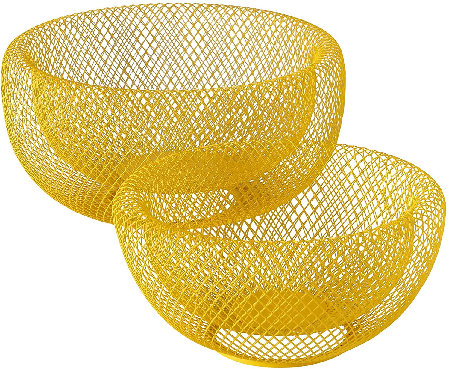 2 Piece Modern Yellow Metal Wire Mesh Fruit Bowl Set Double Wall Construction 1 Large 11 5 D X 6 Tall And 2 Medium 9 5 Diameter X 4 75 Tall Inches Walmart Com Walmart Com