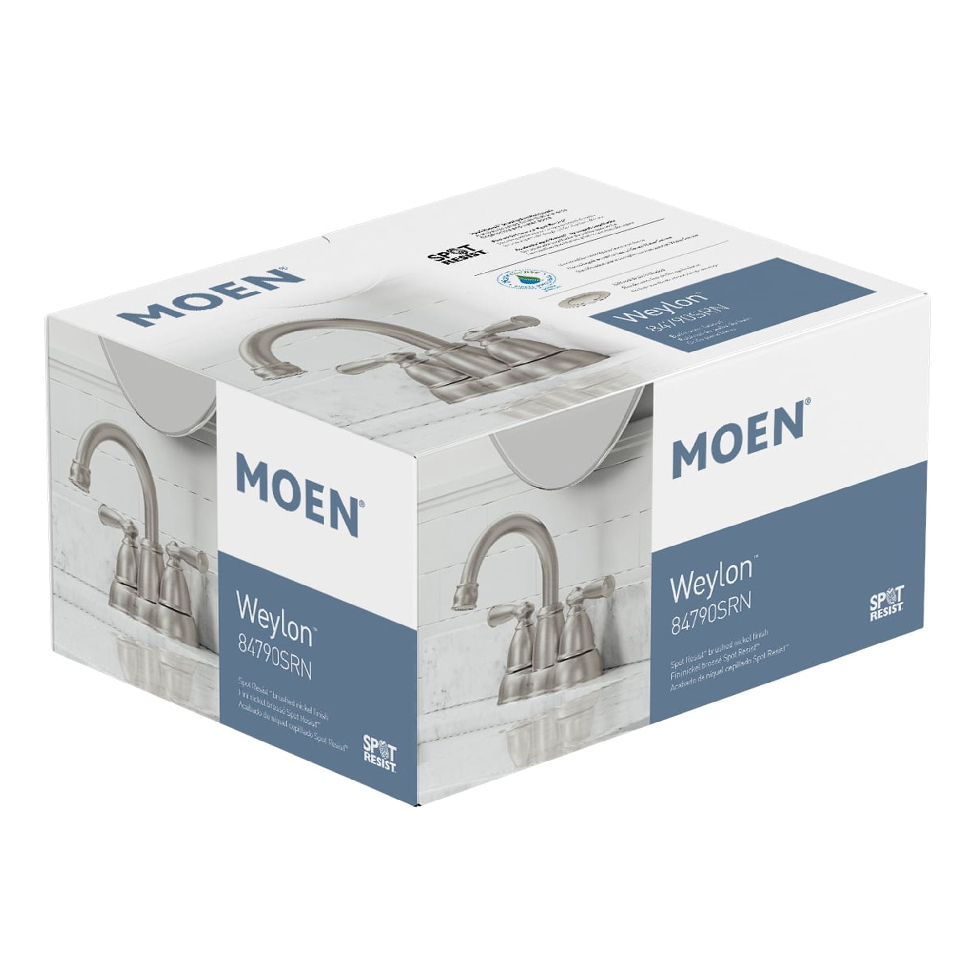 Moen Weylon Two Handle Spot Resist Brushed Nickel Centerset Bathroom Sink Faucet, 84790SRN