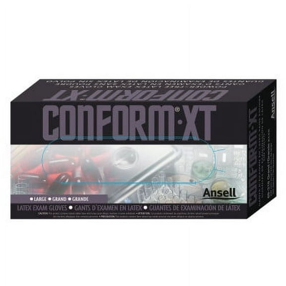 Conform Xt Disposable Gloves, Powder Free, Natural Rubber Latex, 5 Mil, Large