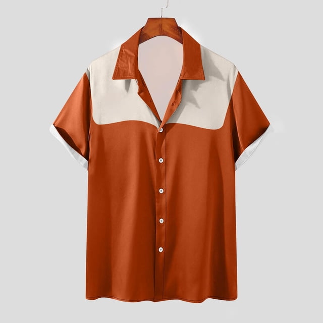 pstuiky camisetas de hombre, Camisa estilo blusa informal de manga corta con botones y cuello vuelto para hombre camisetas de hombre l