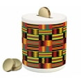 thumbnail image 1 of Kente Pattern Piggy Bank, Stripes Triangles and Zigzags Uganda Zimbabwe Nigeria Graphic, Ceramic Coin Bank Money Box for Cash Saving, 3.6" X 3.2", Multicolor, by Ambesonne, 1 of 4
