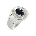 thumbnail image 4 of RYLOS Sterling Silver Ring 8X6MM Oval Gemstone & Diamond Unisex Rings Sapphire September Birthstone Ring Size 11, 4 of 7