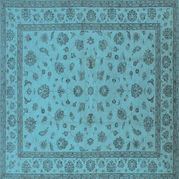 Ahgly Company Indoor Square Oriental Light Blue Traditional Area Rugs, 6' Square