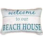 Manual Woodworkers & Weavers Welcome to Our Beach House Word Cotton Lumbar Pillow