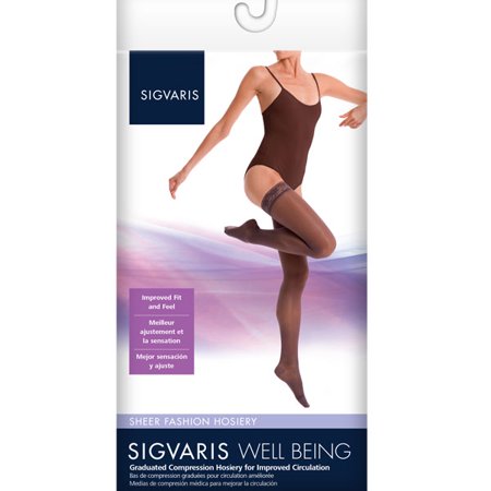 Sigvaris Women's Sheer Fashion 120 Thigh-High 15-20mmHg-B-Black
