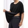 thumbnail image 2 of YLSDY Men's Solid Chest Pocket Post Surgery Top Snap Front Short Sleeve Adaptive Round Neck Shirt Black M, 2 of 6