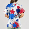 thumbnail image 5 of Women 250 Anniversary Scrub Shirt American Flag Print Independence Day Patriotic Star V Neck Tops Short Sleeve Classic Fit Workwear Nursing Uniforms with Pockets, #01 Vermilion, M, 5 of 5