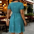 thumbnail image 6 of TaTaai Womens Bohemian Multi Color Short Sleeve Dress Round Neck Puff Sleeve Split Hem Casual Fashion Breathable Soft Dress for Vacation Daily Gift, 6 of 6