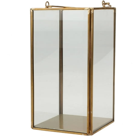 Better Homes and Gardens Metal & Glass Medium Lantern, Gold Finish