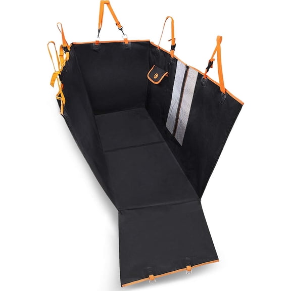 XIHAMA Dog Car Seat Cover, Convertible Dog Hammock Scratchproof Pet Car Seat Cover with Mesh Window, Storage Bag and Seat Belts, Durable Nonslip Dog Seat Cover for Cars Trucks SUVs, Black