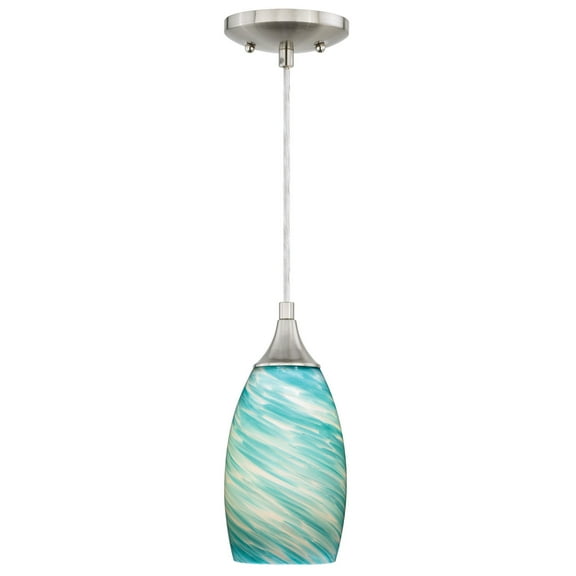 Milano 4.75" Mini Pendant Celeste Wave Glass Satin Nickel