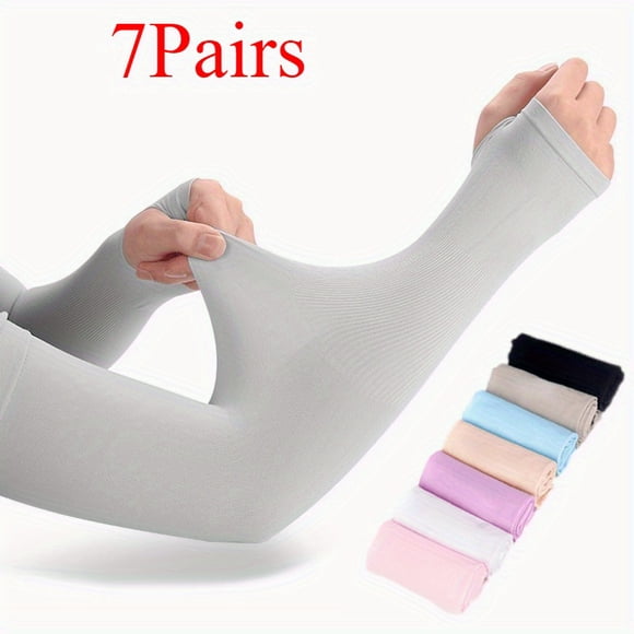 AMERTEER 7 pairs of sun protection arm sleeves sleeves arm guards fashion sleeves arm sleeves UV protection for men and women cycling and driving thin ideal for gifts