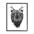 thumbnail image 2 of Stupell Industries Detailed Surreal Bear Roaring Antlers Monochrome Framed Wall Art, 16 x 20, Design by Balazs Solti, 2 of 5