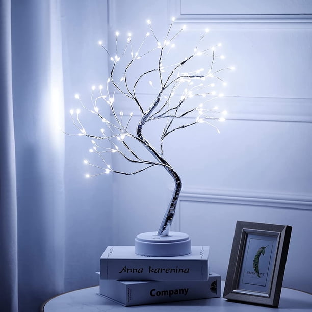 Luz de árbol LED, 108 lámpara de mesa de bonsái LED de 50 cm de alambre de cobre ajustable lámpara de mesa de árbol de bonsái con forma de árbol de bonsái LED para decoración de oficina o dormitorio (blanco) Zhivalor BST3079572