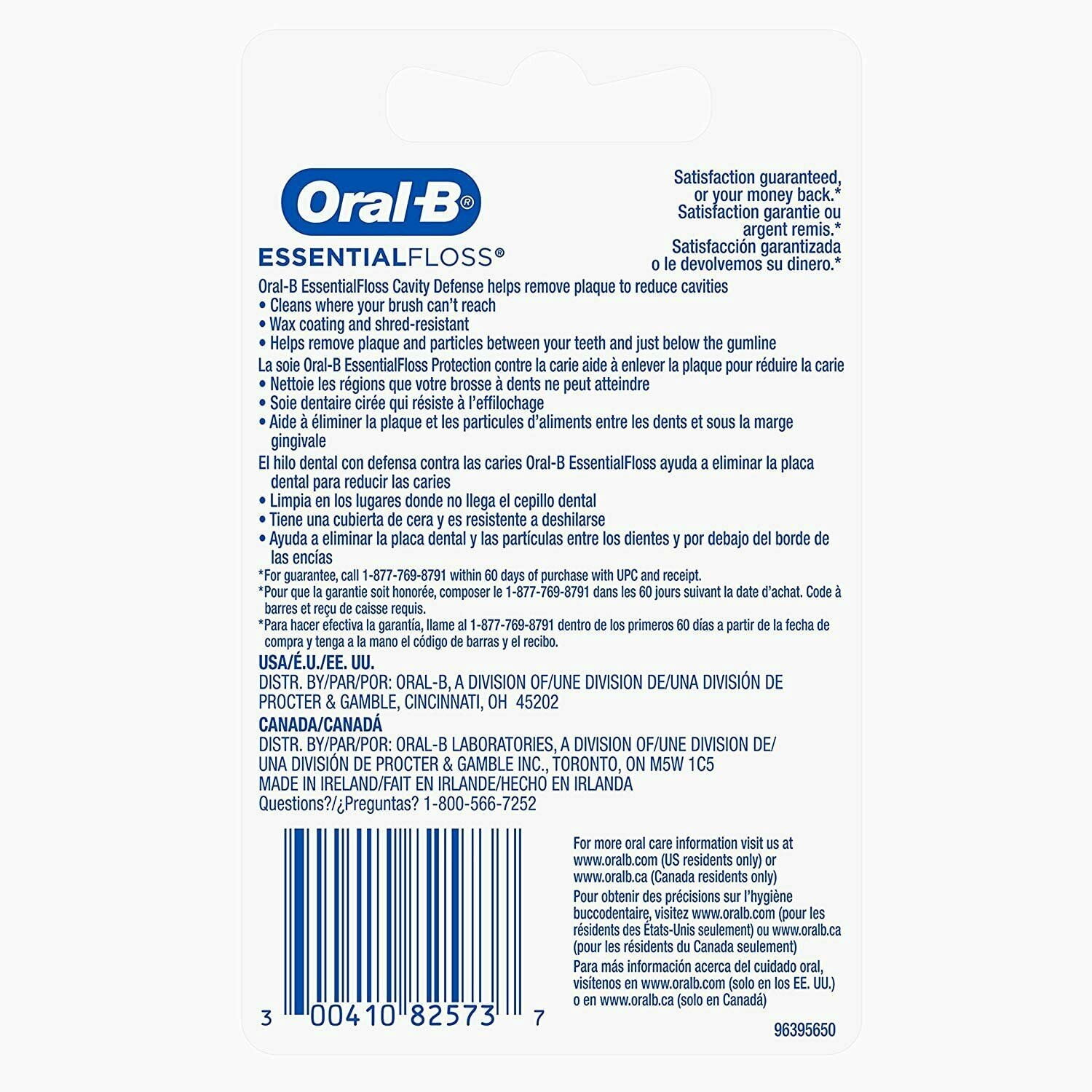 Oral-B Essential Dental Floss Cavity Defense & Protect Mint, 50 m, 12-Pack