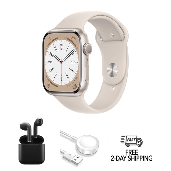Apple, Watch Series 8, Smart Watch, Aluminum 45mm (GPS Cellular) Starlight