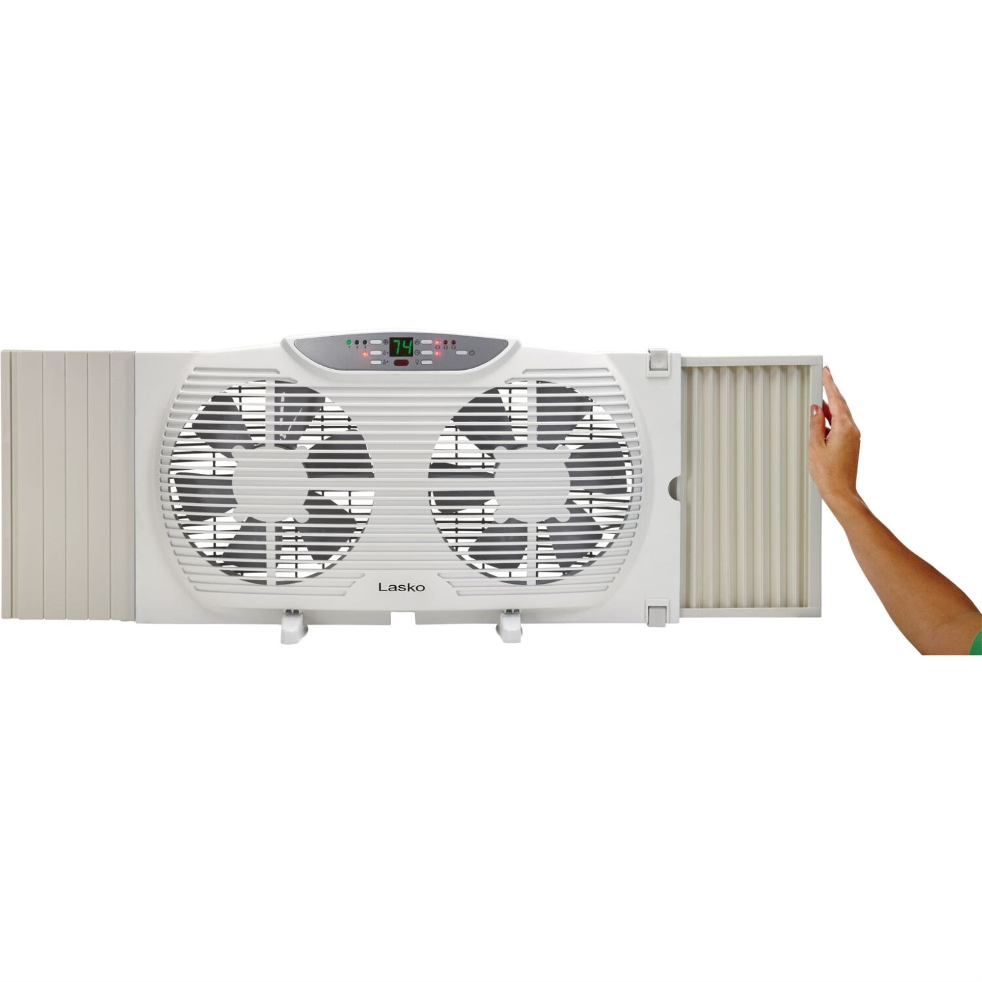 Lasko 3-Speed Electrically Reversible Twin Window Fan with Remote Control,  W09550, White - Walmart.com