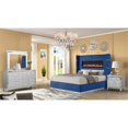 thumbnail image 2 of Galaxy Home Lizelle 4-Piece Velvet Upholstered King Bedroom Set in Blue, 2 of 14