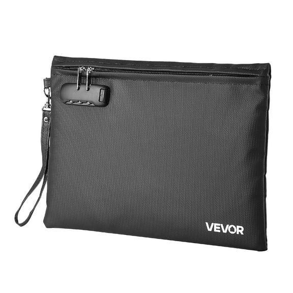 VEVOR Fireproof Document Bag, 1832 ℉ Heat Insulated Fireproof & Waterproof Bag with Lock, Portable File Storage Security Organizer Home Office Travel Use, for Passports, Important Documents & Files