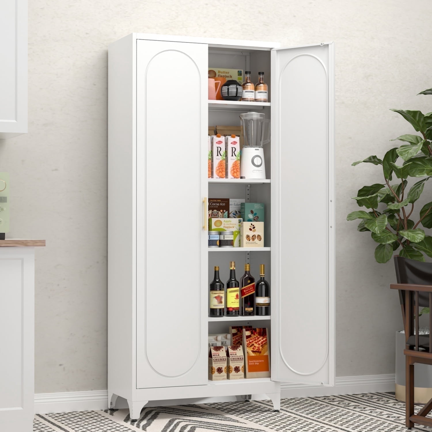 Polup 75" H Metal Storage Cabinet with 2 Doors, 4 Adjustable Shelves