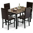 thumbnail image 4 of Baxluxe Modern 5-Piece Dining Table Set, Artificial Marble Dining Table. With 4 chairs in PU leather for use in the kitchen and living room, brown, 4 of 12