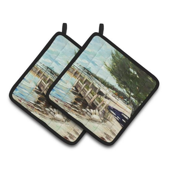 Carolines Treasures JMK1273PTHD At the Pier Sailboats Pair of Pot Holders , 7.5HX7.5W, multicolor