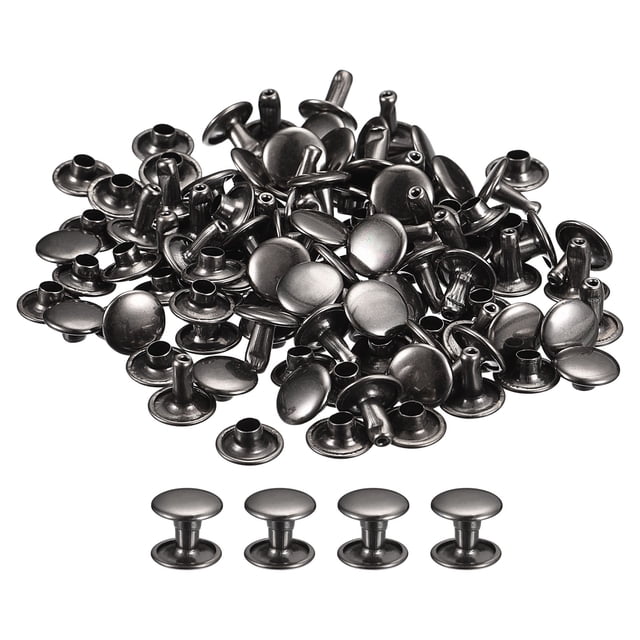 Unique Bargains 50 Sets Leather Rivets 9mm Double Cap Rivets 8mm Height Metal Studs Rivet, Gun-black