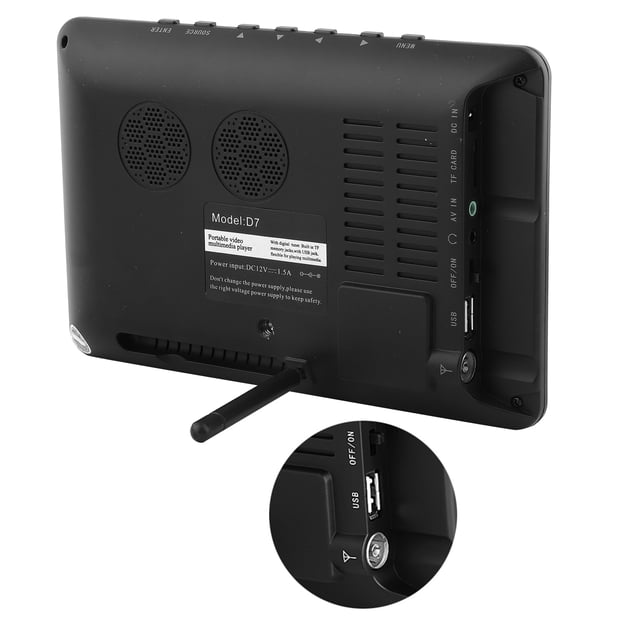 16:9 Reproductor De Televisión Portátil TFTLED HD Digital Analógico Color TV 7"
